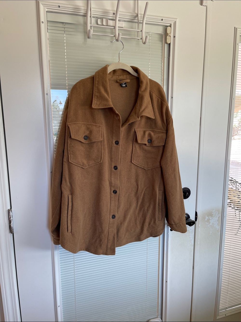 Classic Brown Button-Front Shacket Jacket